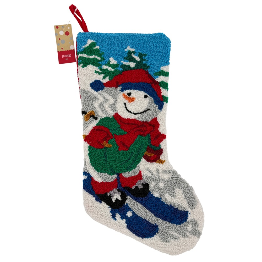 NWT Macy's Holiday Lane Snowman Christmas Stocking Velvet Back